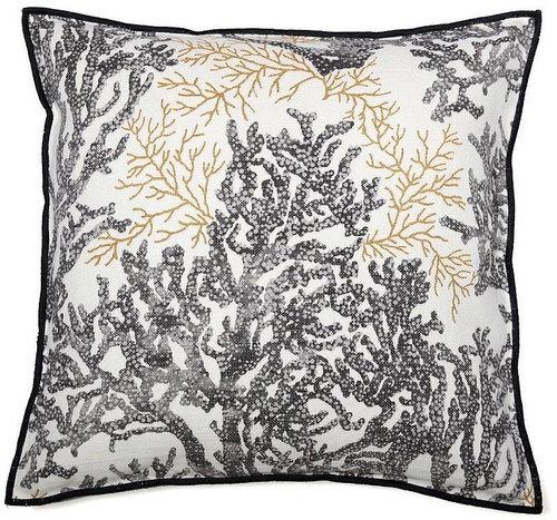 CASAMANCE AIGUE MARINE 45 x 45 cm, carbone / jaune or - Pillow - Main image
