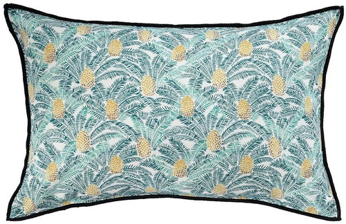 CASAMANCE PIGNA 60 x 40 cm, blanc patale / emeraude - Pillow - Main image