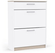 CBA MEUBLES Tody Botník s výklopnými dvířky a zásuvkou, bílý/dub kronberg - Shoe Rack