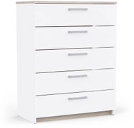 CBA MEUBLES Tody 5S široká, bílá/dub kronberg - Chest of Drawers