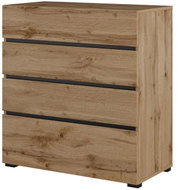 HELVETIA Bonifacio komoda 4S 80 cm, dub wotan/černá - Chest of Drawers