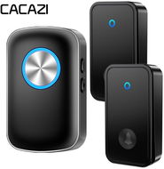 CACAZI FA28 Bezdrátový bezbateriový zvonek – 1× přijímač + 2× tlačítko - černý - Zvonek