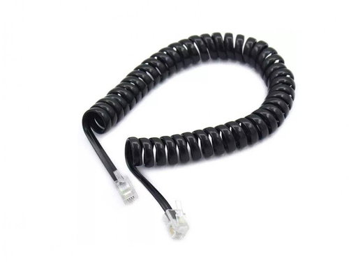 CTnet twisted telephone cord 4p4c (2xRJ10), 7,5m, black - Telephone Cable  - Main image