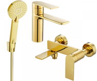 MEXEN Zero R40 Basin and bath mixer set with accessories, gold (71103R40-50) - Shower Set