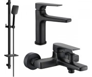 MEXEN Lynx DQ62 Basin and bath mixer set with accessories, black (745903DQ62-70) - Shower Set