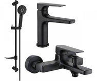 MEXEN Lynx DF40 Basin and bath mixer set with accessories, black (745903DF40-70) - Shower Set
