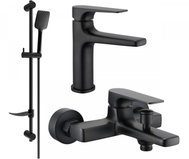 MEXEN Lynx DF62 Basin and bath mixer set with accessories, black (745903DF62-70) - Shower Set