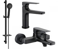 MEXEN Lynx DQ40 Basin and bath mixer set with accessories, black (745903DQ40-70) - Shower Set