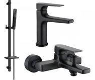 MEXEN Lynx DQ72 Basin and bath mixer set with accessories, black (745903DQ72-70) - Shower Set