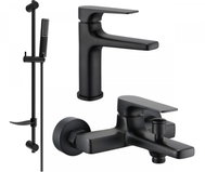 MEXEN Lynx DF72 Set of basin and shower mixer with accessories, black (745903DF72-70) - Shower Set
