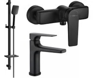 MEXEN Lynx DQ62 Basin and shower mixer set with accessories, black (745904DQ62-70) - Shower Set