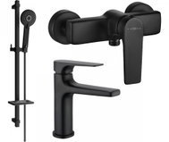 MEXEN Lynx DQ40 Set of basin and shower mixer with accessories, black (745904DQ40-70) - Shower Set