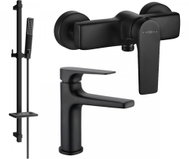 MEXEN Lynx DQ72 Set of basin and shower mixer with accessories, black (745904DQ72-70) - Shower Set