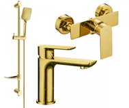 MEXEN Alfa DF62 Set of basin and shower mixer with accessories, gold (745704DF62-50) - Shower Set