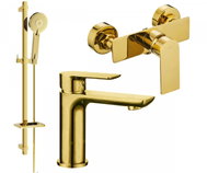 MEXEN Alfa DQ40 Set of basin and shower mixer with accessories, gold (745704DQ40-50) - Shower Set