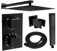 MEXEN Cube DR02 Soaker Shower Set and Slim Shower 25 cm, Black (77502DR0225-70) - Shower Set