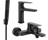 MEXEN Lynx R72 Basin and bath mixer set with accessories, black (745903R72-70) - Shower Set