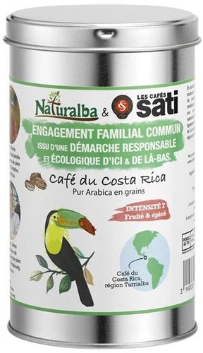 Café Sati Costa Rica Naturalba, bean, 225g, jar - Coffee - Main image