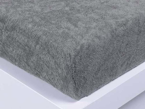 Kaptan Sheet Terry Top 90x200cm medium grey - Bedsheet - Main image