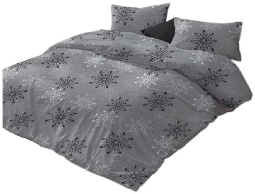 Kaptan Cotton bed linen Snowflakes 140 × 200, 70 × 90 cm, grey - Bed Linen - Main image
