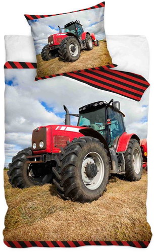 Kaptan Cotton bed linen Red tractor in the field - Bed Linen - Main image