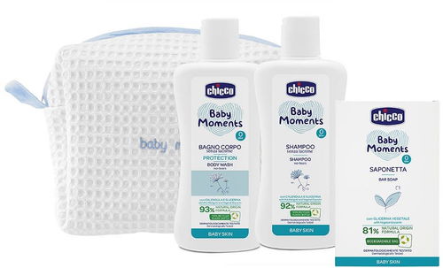 CHICCO Kapsička kosmetická na zip - Set Baby Moments modrá - Kosmetická sada - Hlavní obrázek