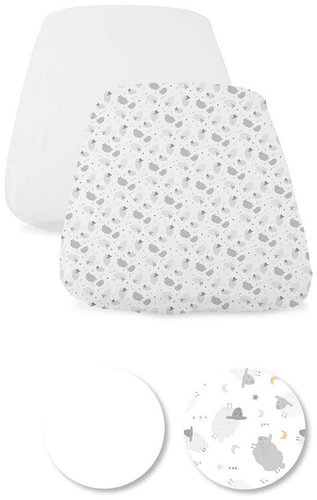 CHICCO Crib Sheet Next2Me Forever 2 pcs - grey sheep - Cot sheet - Main image