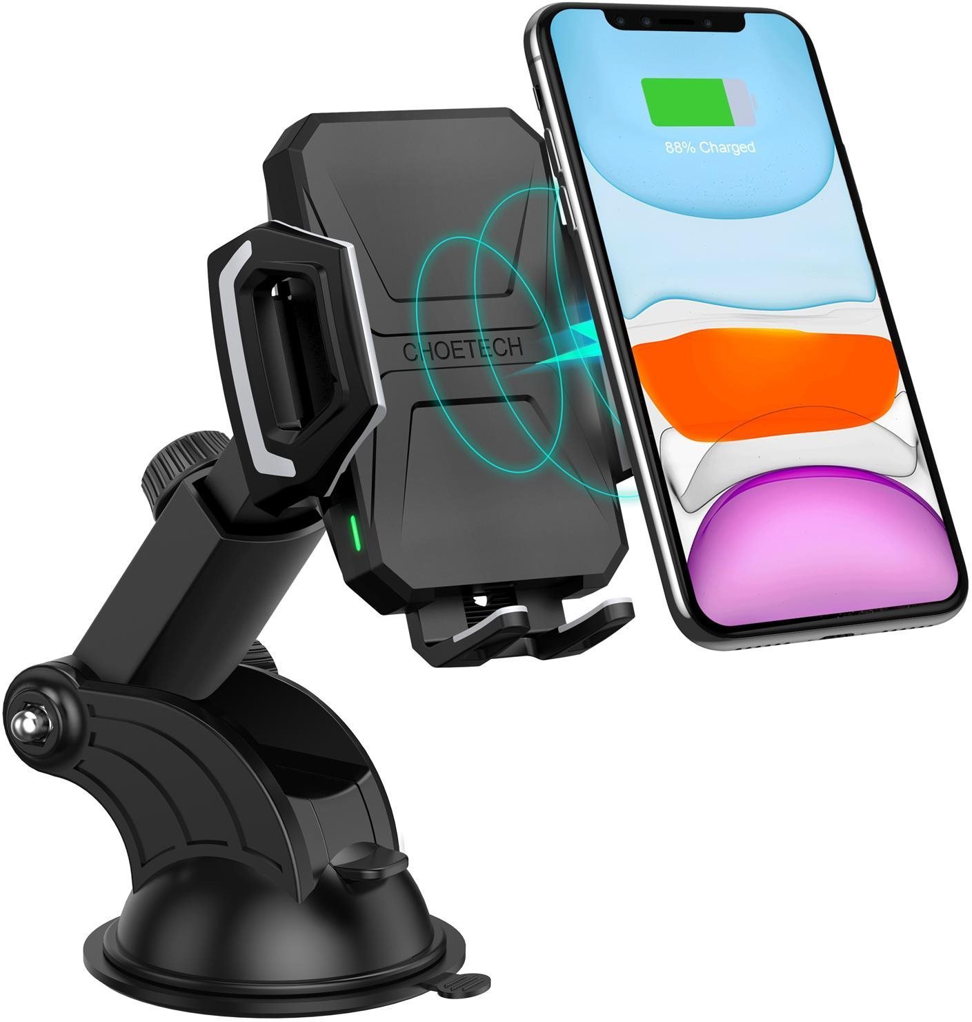 Choetech 15W Car Holder Wireless Fast Charger Fekete