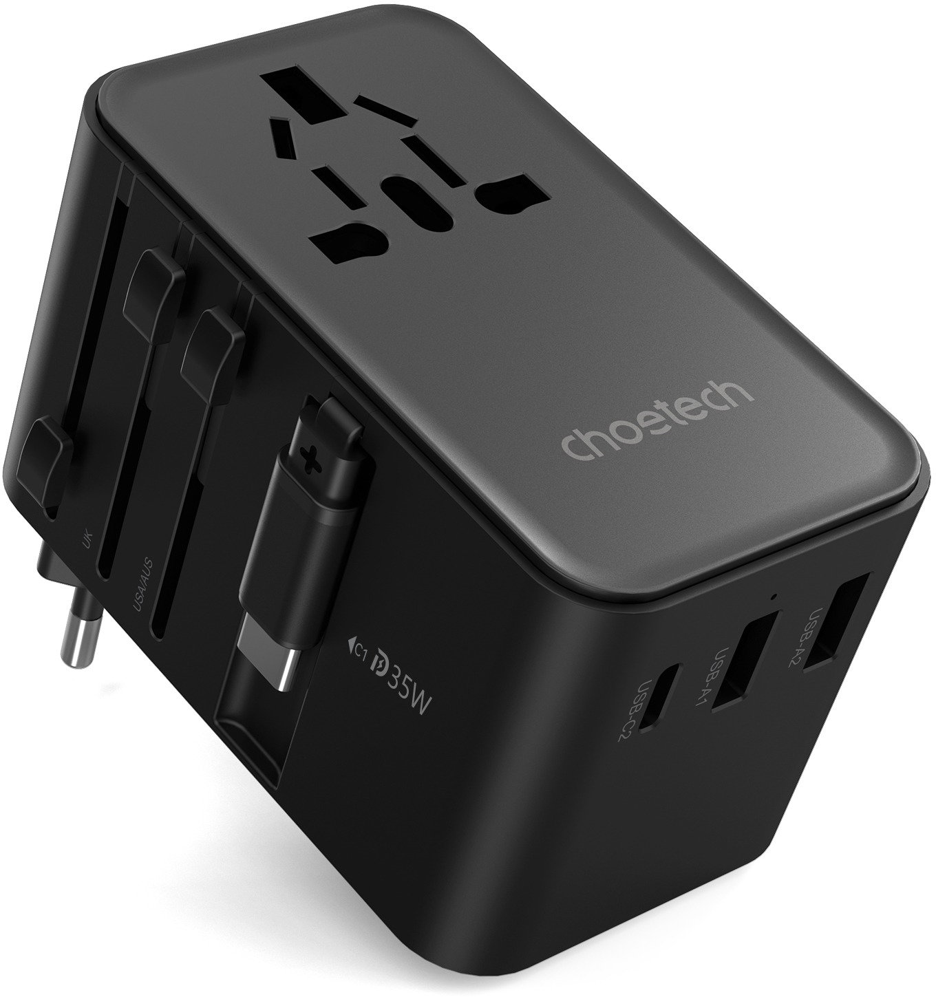 ChoeTech 35W Travel Wall Charger with inside cable (US/EU/UK/AU) töltőfej