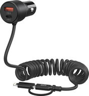 ChoeTech 110W USB-C+USB-A Fast car charger with Stretchable cable - Nabíječka do auta