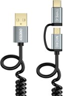 ChoeTech 2 in 1 USB to Micro USB + Type-C (USB-C) Spring Cable 1.2m - Adatkábel