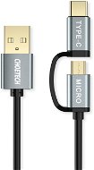 Adatkábel ChoeTech 2 in 1 USB to Micro USB + Type-C (USB-C) Straight Cable 1.2m - Datový kabel