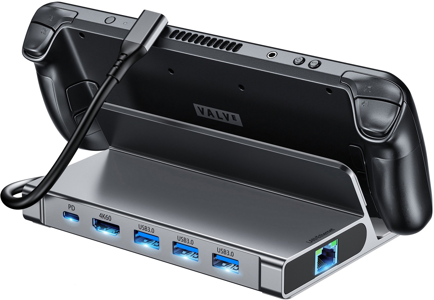 ChoeTech 6-in-1 TYPE-C TO PD+HDMI+USB 3.0A/F×3+RJ45 Steam Deck