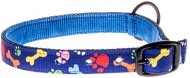 COBBYS PET Textilní obojek modrý s barevnými tlapkami 25mm/60cm - Dog Collar