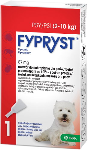 Fypryst Spot On for Dogs 2-1 kg S 1 × 0.67ml - Antiparasitic Pipette - Main image