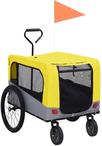 Shumee Cart for Dog for Bike and for Running 2-in-1 Yellow-gray - Dog Bicycle Trailer - Main image