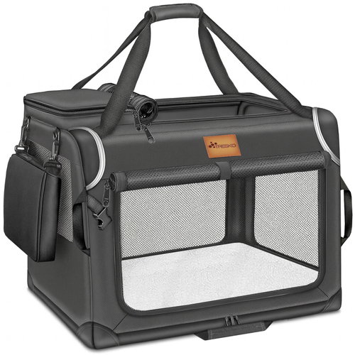 Tresko Dog and cat crate 61 × 42 × 42 cm, grey - Dog Carriers - Main image