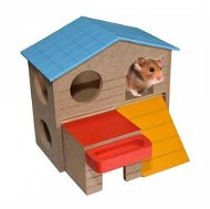 DUVO+ Farebný drevený domček pre drobné hlodavce 13 × 16 × 15,5 cm - Domček pre hlodavce