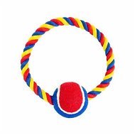 Trixie Hiphop Cotton Ring with Tennis Ball Red-blue-white 6cm, 18cm 140g - Dog Toy