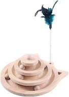 AngelMate Guľová dráha drevená s pierkom 26 × 13,5 cm - Hračka pre mačky