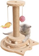 AngelMate Guľová dráha drevená s hračkami a škrabadlom 34 × 26 cm - Hračka pre mačky