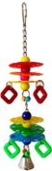 Terra International Barevný řetěz s plastovými disky, kuličkami a zvonečkem 25 × 7 cm - Hračka pro ptáky