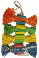 Duvo+ Závesná farebná hračka pre exoty z rafie a bambusu 25,4 × 12 × 3,8 cm - Hračka pre vtáky