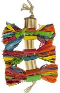 Duvo+ Hanging colourful toy for exotics made of corn leaves with bamboo and coconut 25,4 × 15,2 × 3, - Bird Toy