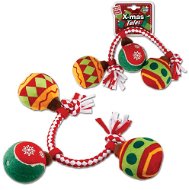 GiGwi Vánoční lano s míčky 32 cm - Dog Toy