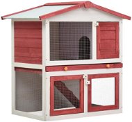 Shumee Garden Rabbit Hutch 3 Doors Wooden Red 94 × 60 × 98cm - Rabbit Hutch