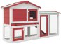 Shumee Outdoor Rabbit Hutch, Large, Wood, Red-White, 145 × 45 × 85cm - Rabbit Hutch
