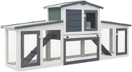 Shumee Rabbit House Large Outdoor Wood Grey-white 204 × 45 × 85cm - Rabbit Hutch