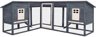 Shumee Outdoor rabbit hutch with run grey and white solid fir wood - Rabbit Hutch