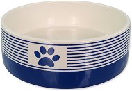 Dog Fantasy Bowl DF Ceramic Stripe with Paw, Dark Blue 770ml - Dog Bowl